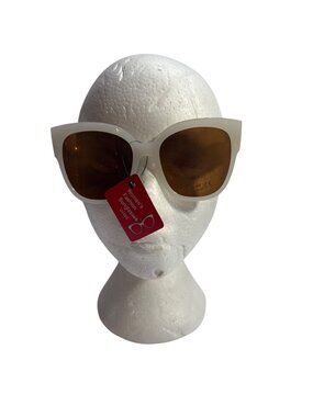 Womens Fashion UV400 Sunglasses White Frame Brown Lens New Stylish Cat Eye Shape